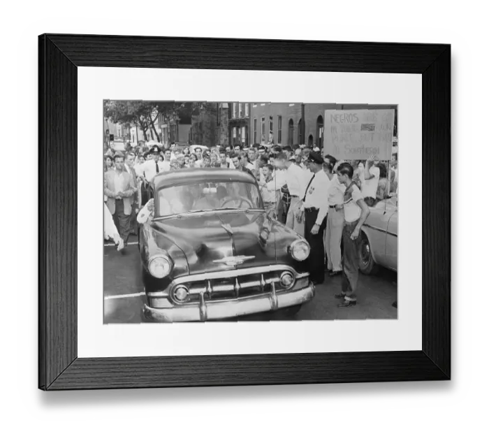 Framed Print : Car Escorting African American Students
