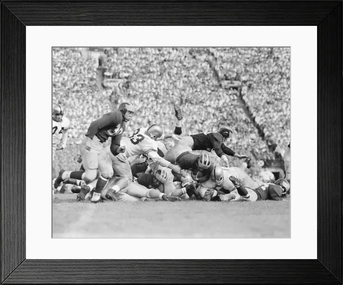 Framed Print : Football Players Tackling Each Other Framed Print : Football Players Tackling Each Other