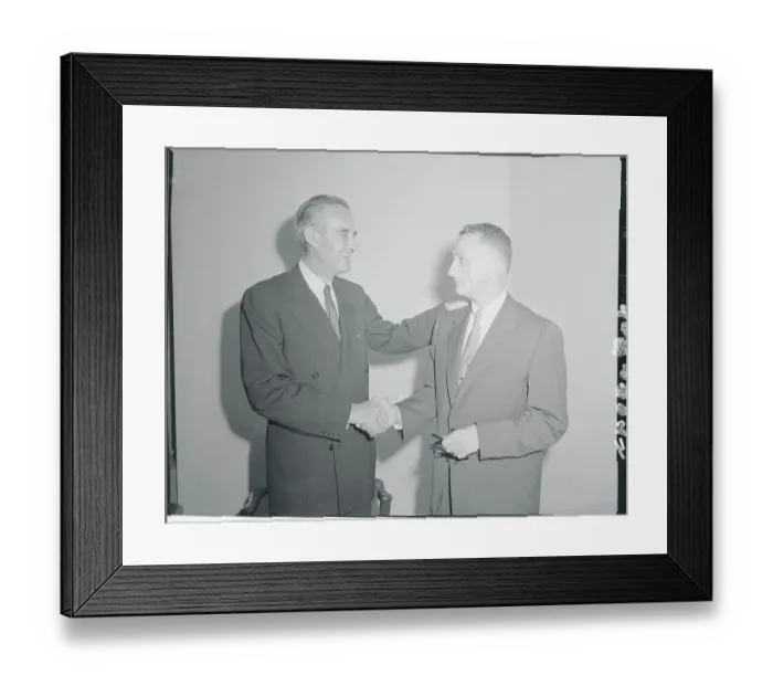 Framed Print : Arthur Levitt Shaking Hands With Averell Harriman Framed Print : Arthur Levitt Shaking Hands With Averell Harriman