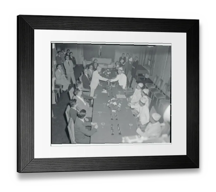 Framed Print : Katsuo Okazaki and U Kyaw Nyein Agreeing on Pact Framed Print : Katsuo Okazaki and U Kyaw Nyein Agreeing on Pact
