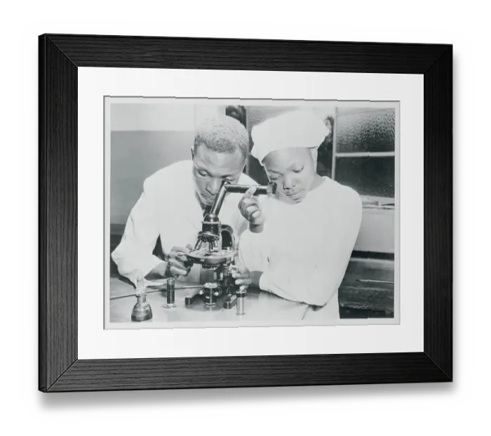 Framed Print : Student Learning How to Use a Microscope Framed Print : Student Learning How to Use a Microscope