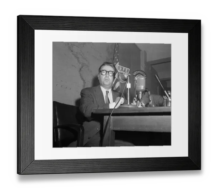 Framed Print : Josef Swiatlo Sitting Behind Microphones Framed Print : Josef Swiatlo Sitting Behind Microphones
