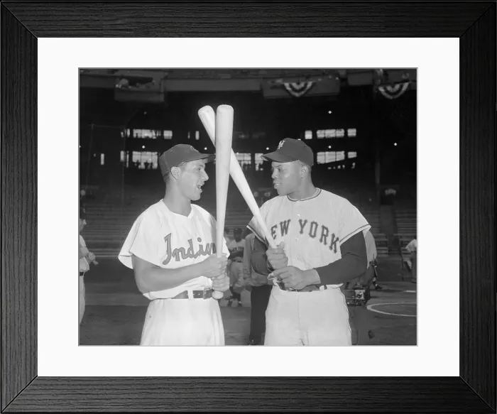 Framed Print : Willie Mays and Bobby Avila Holding Baseball Bats Framed Print : Willie Mays and Bobby Avila Holding Baseball Bats