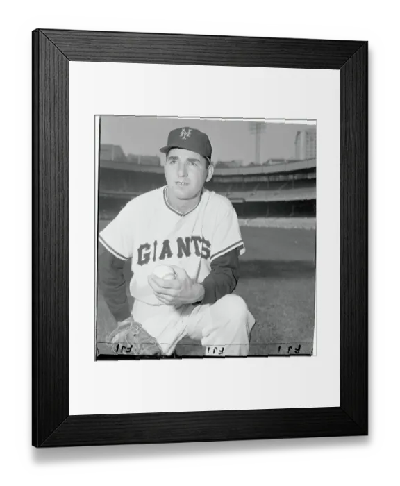 Framed Print : New York Giants Johnny Antonelli Posing with Baseball and Mitt Framed Print : New York Giants Johnny Antonelli Posing with Baseball and Mitt
