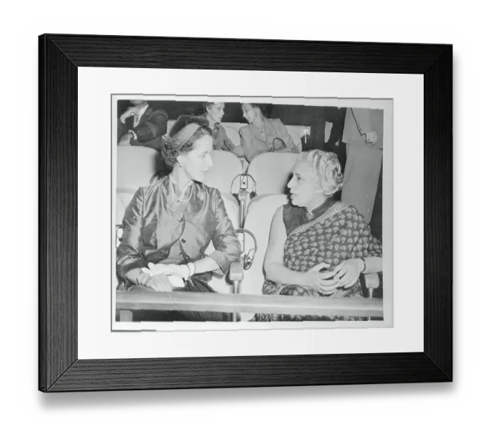 Framed Print : Mrs. Eelco Van Kleffens Speaking With Vijaya Pandit Framed Print : Mrs. Eelco Van Kleffens Speaking With Vijaya Pandit