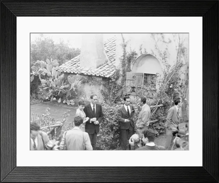 Framed Print : Audrey Hepburn and Mel Ferrer Outside Honeymoon Cottage Framed Print : Audrey Hepburn and Mel Ferrer Outside Honeymoon Cottage