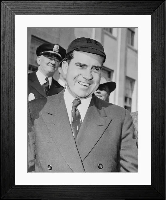 Framed Print : Vice President Richard Nixon Wearing Beanie Hat Framed Print : Vice President Richard Nixon Wearing Beanie Hat