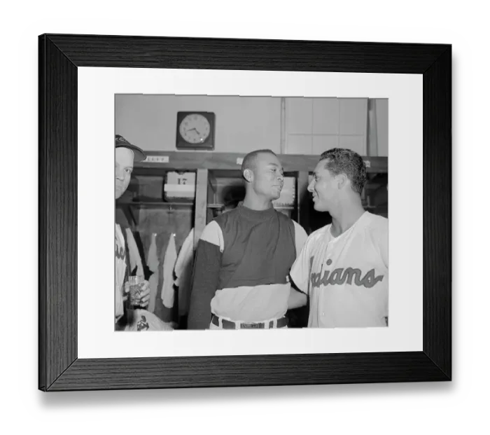 Framed Print : Larry Doby and Bobby Avila Congratulating Each Other on Titles