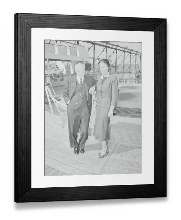 Framed Print : Cecil B. DeMille and Daughter Posing on Liner Framed Print : Cecil B. DeMille and Daughter Posing on Liner