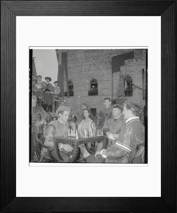 Framed Print : People in Medieval Costumes Playing Chess Framed Print : People in Medieval Costumes Playing Chess