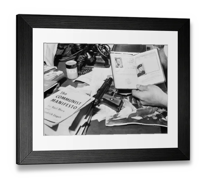 Framed Print : View of Hands Near Communist Literature