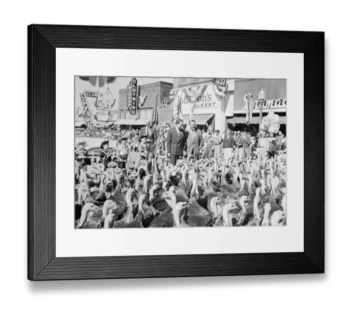 Framed Print : Richard Nixon with Val Bjornson During Turkey Celebration Framed Print : Richard Nixon with Val Bjornson During Turkey Celebration
