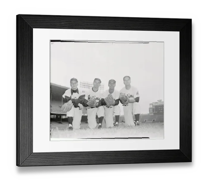 Framed Print : Portrait of Cleveland Indians Infielders Framed Print : Portrait of Cleveland Indians Infielders