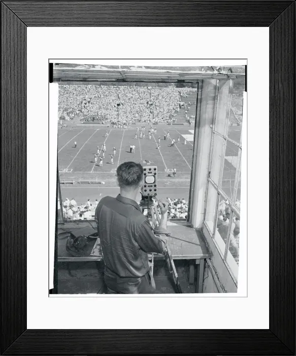 Framed Print : Robert Bacon Recording a Football Game Framed Print : Robert Bacon Recording a Football Game