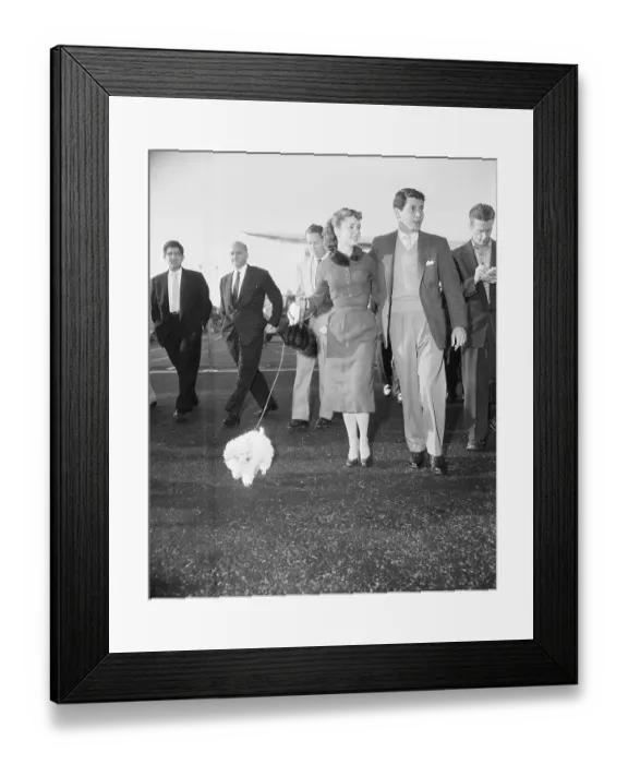 Framed Print : Debbie Reynolds and Eddie Fisher Walking with Dog Framed Print : Debbie Reynolds and Eddie Fisher Walking with Dog