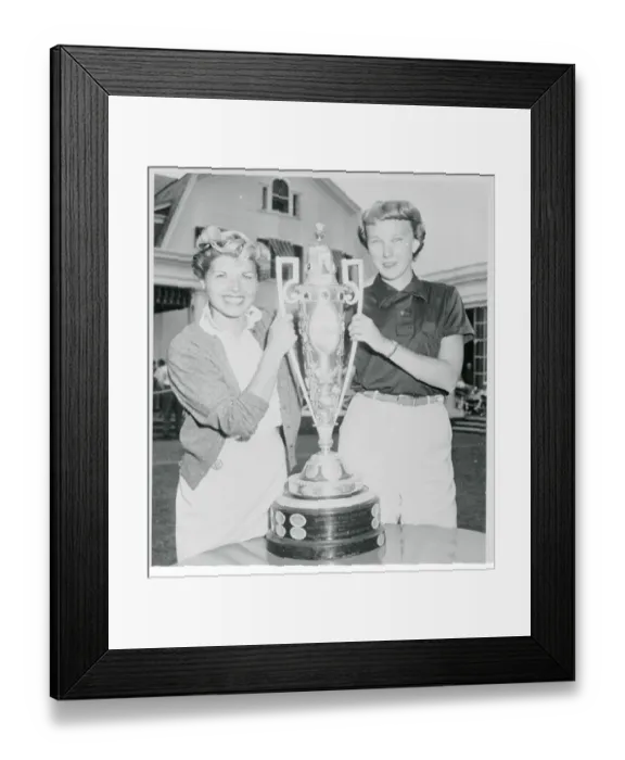 Framed Print : Barbara Romack and Mickey Wright Displaying Trophy