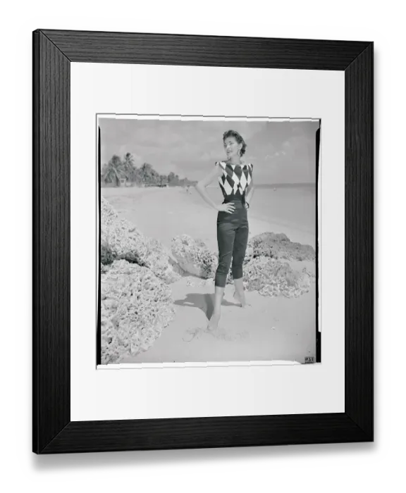 Framed Print : Woman Modeling Leisure Outfit Framed Print : Woman Modeling Leisure Outfit