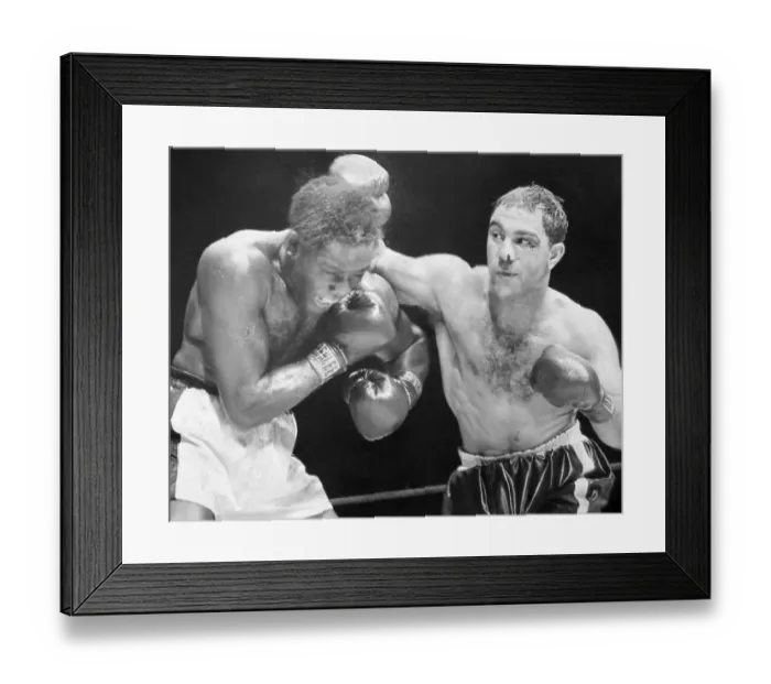 Framed Print : Rocky Marciano Hits Ezzard Charles Head