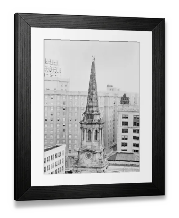 Framed Print : James Corey Waving From Atop a Steeple