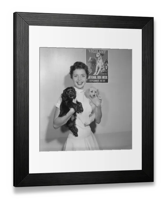 Framed Print : Actress Colleen Miller Holding Two Dogs Framed Print : Actress Colleen Miller Holding Two Dogs