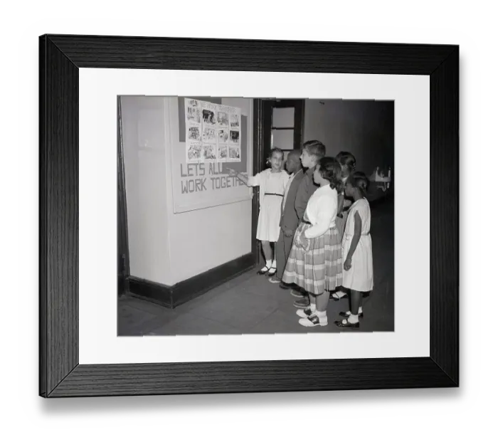 Framed Print : Children Looking at Integration Poster