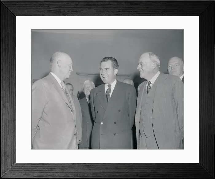 Framed Print : Dwight Eisenhower with Richard Nixon and John Foster Dulles Framed Print : Dwight Eisenhower with Richard Nixon and John Foster Dulles