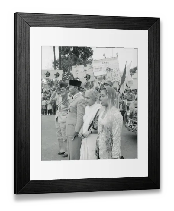 Framed Print : Madame Pandit and President Soekarno Listening to an Anthem Framed Print : Madame Pandit and President Soekarno Listening to an Anthem