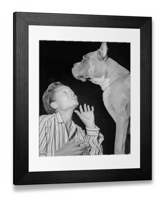 Framed Print : Eartha Kitt Talking to Champ Framed Print : Eartha Kitt Talking to Champ