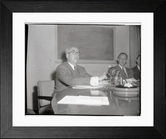 Framed Print : Atomic Energy Meeting Attendees at Conference Table Framed Print : Atomic Energy Meeting Attendees at Conference Table