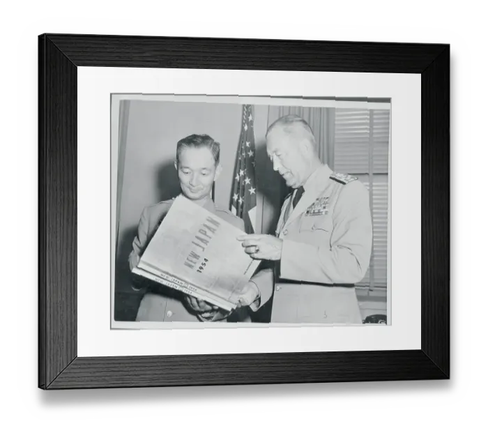 Framed Print : Arthur Radford Showing Keizo Hayashi Documents Framed Print : Arthur Radford Showing Keizo Hayashi Documents