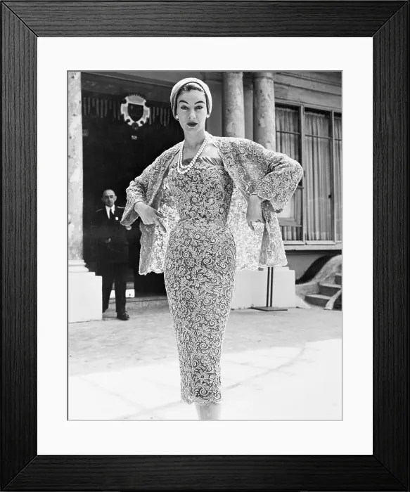 Framed Print : Woman Modeling Ensemble by Jacques Fath Framed Print : Woman Modeling Ensemble by Jacques Fath