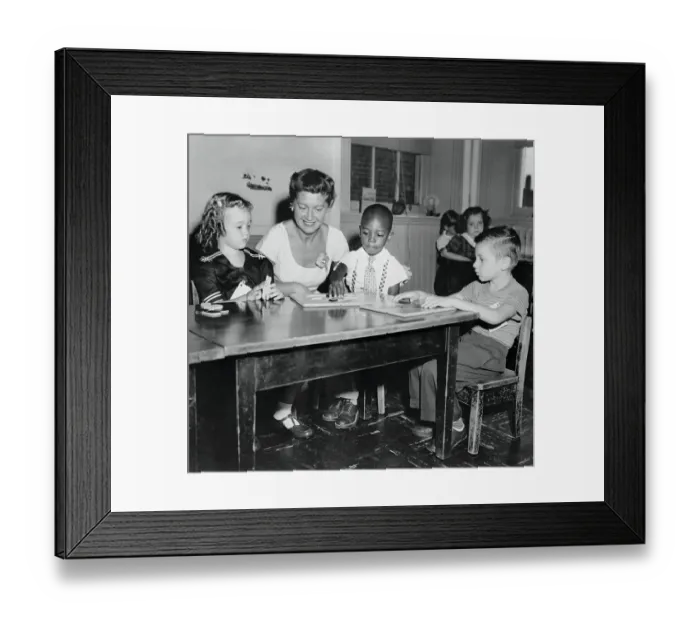 Framed Print : Children and Teacher in Integrated Classroom