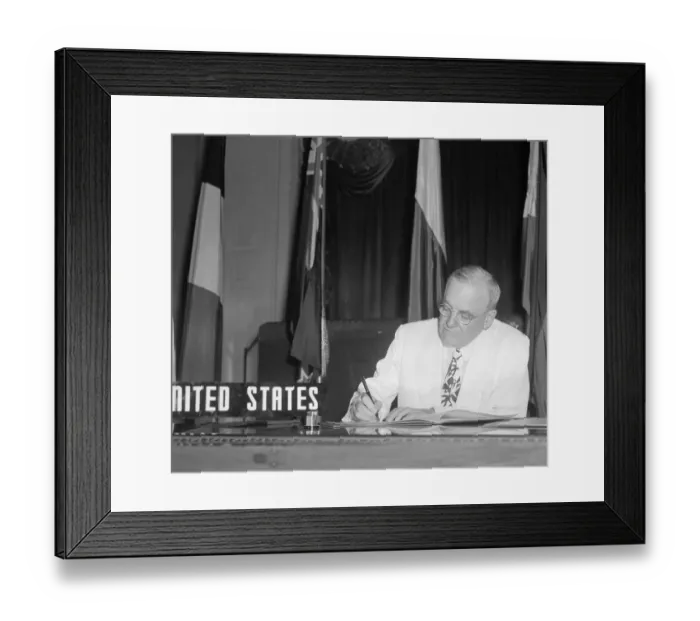 Framed Print : John Dulles Singing Asia Treaty