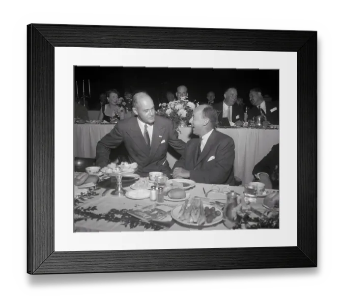 Framed Print : George Kennan and Adlai Stevenson Talking at Dinner