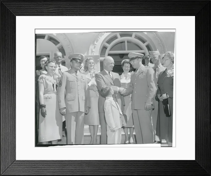 Framed Print : President Eisenhower Congratulating Benjamin Wilson Framed Print : President Eisenhower Congratulating Benjamin Wilson