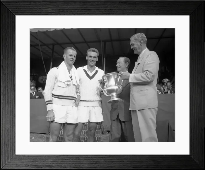 Framed Print : James Bishop Presenting Vic Seixas With Winning Trophy Framed Print : James Bishop Presenting Vic Seixas With Winning Trophy