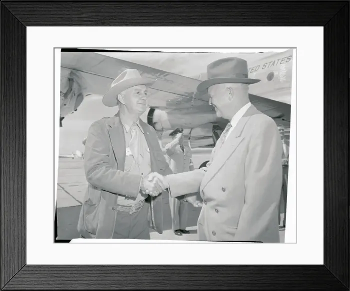 Framed Print : President Eisenhower Shaking Hands with C.J. Rogers