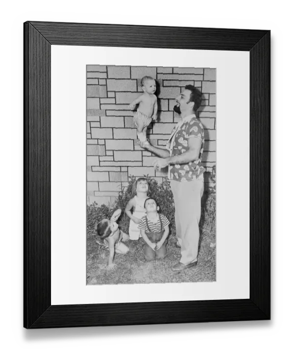 Framed Print : Infant Standing on Father's Hand Framed Print : Infant Standing on Father's Hand