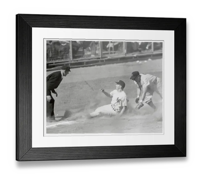 Framed Print : Irv Noren Sliding Into Third Base Framed Print : Irv Noren Sliding Into Third Base