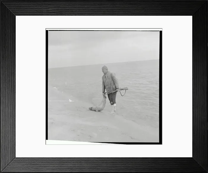 Framed Print : Heinrich von Holdt Holding a Seal He Shot Framed Print : Heinrich von Holdt Holding a Seal He Shot