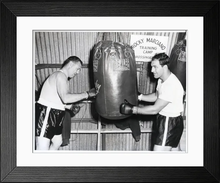 Framed Print : Rocky Marciano & Jack Dempsey @ Bag Framed Print : Rocky Marciano & Jack Dempsey @ Bag