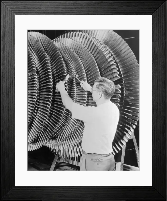 Framed Print : Assembler Working on Turbine Wheel Framed Print : Assembler Working on Turbine Wheel