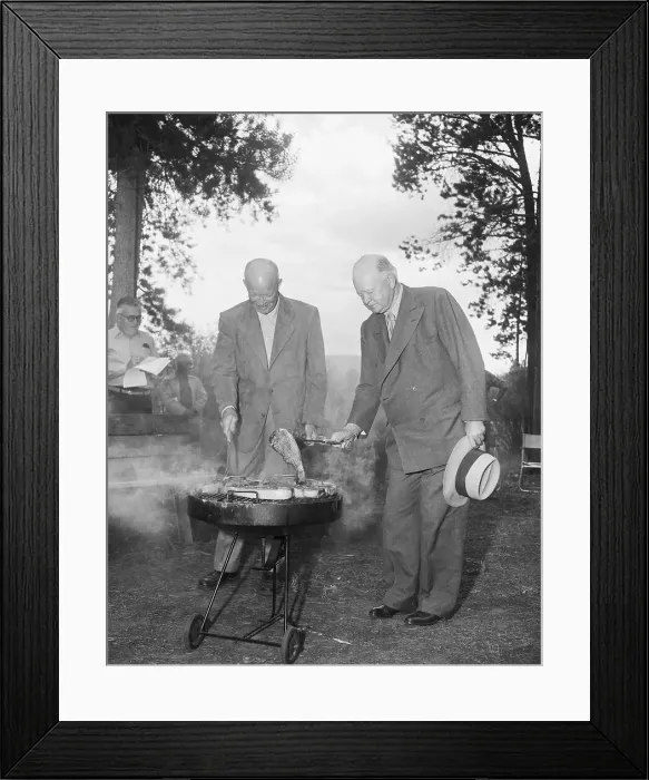 Framed Print : Eisenhower and Hoover Barbecuing Steaks Framed Print : Eisenhower and Hoover Barbecuing Steaks