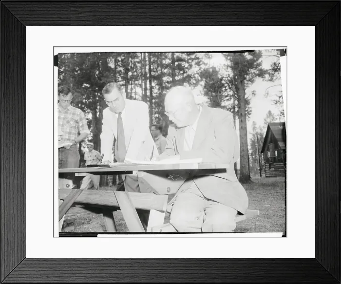 Framed Print : Dwight D. Eisenhower Sitting Outside at Table Framed Print : Dwight D. Eisenhower Sitting Outside at Table