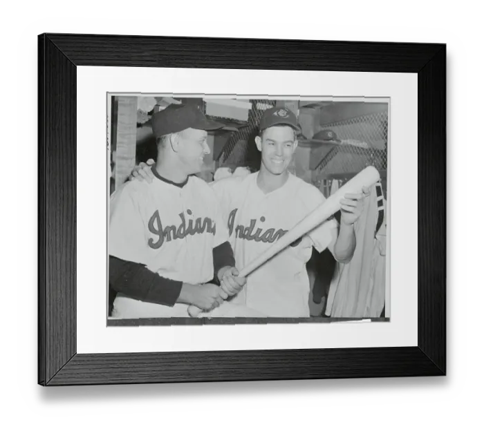 Framed Print : Mel Parnell and Vic Wertz in Baseball Uniform with Bat