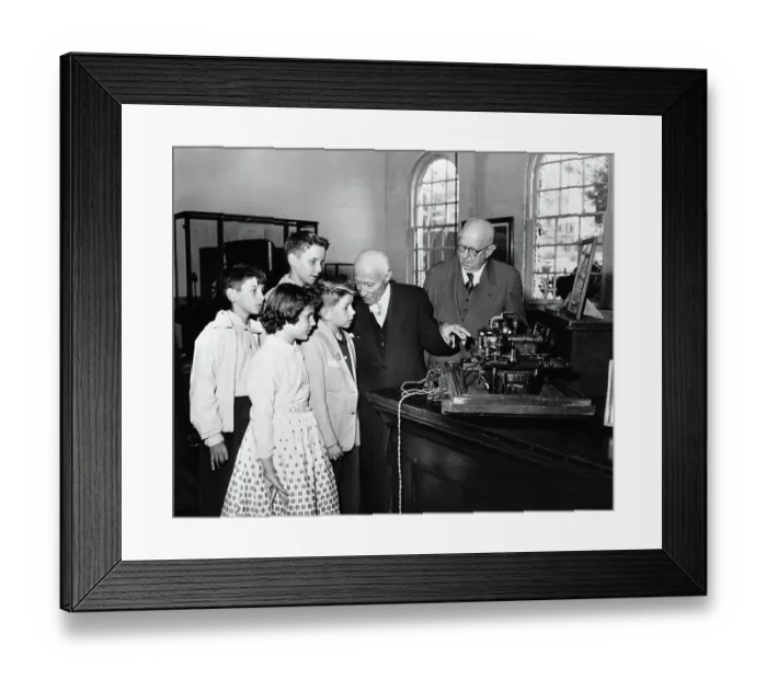 Framed Print : Adolph Zukor Demonstrating Early Motion Camera Framed Print : Adolph Zukor Demonstrating Early Motion Camera