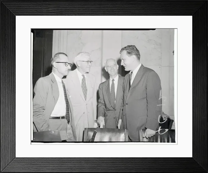Framed Print : Arthur Watkins Conferring with Attorneys Framed Print : Arthur Watkins Conferring with Attorneys