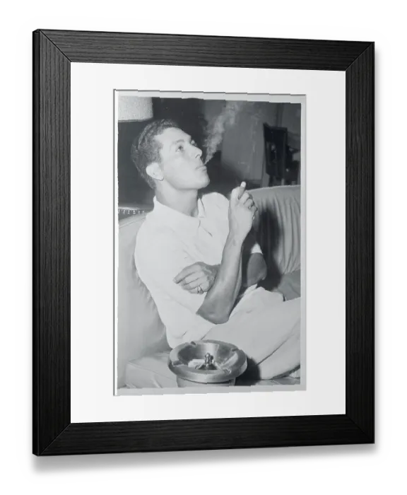Framed Print : Bobby Avila Sitting and Smoking Framed Print : Bobby Avila Sitting and Smoking