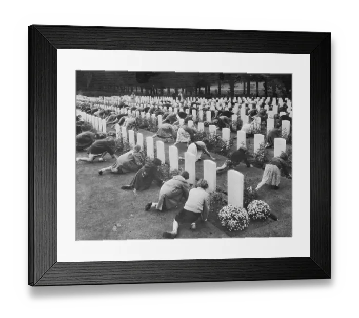 Framed Print : Children Placing Flowers on Graves Framed Print : Children Placing Flowers on Graves