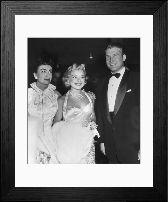 Framed Print : Joan Crawford with Sonja Henie and George Reeves Framed Print : Joan Crawford with Sonja Henie and George Reeves